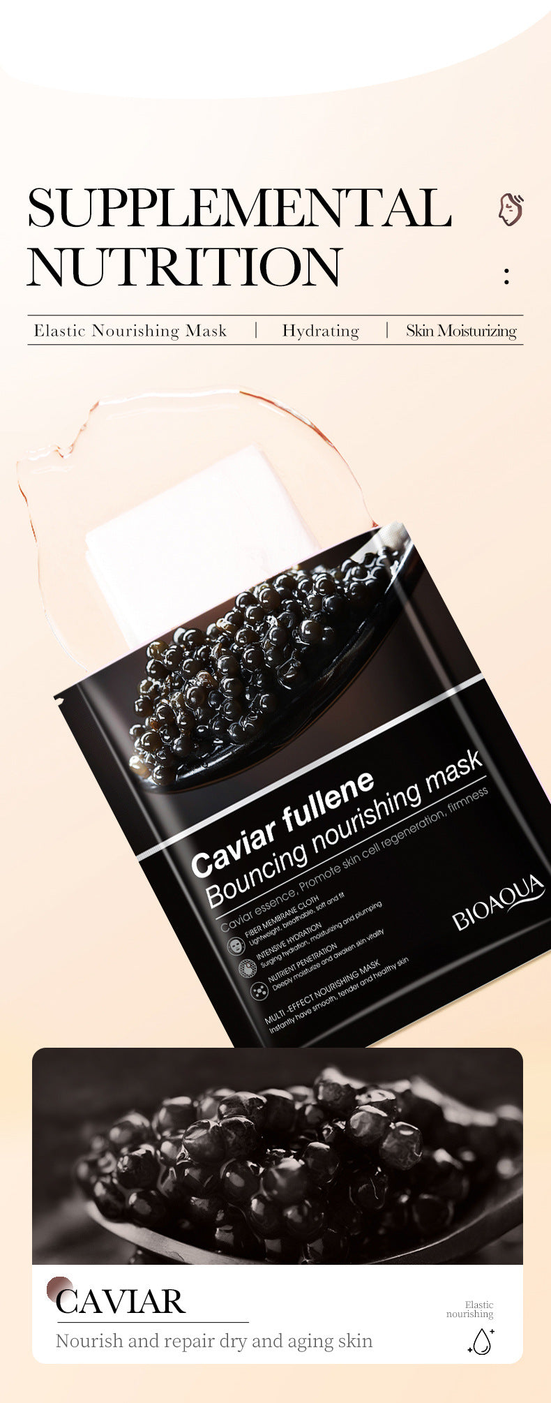 Mask BIOAOUA White Truffle Moisturizing Caviar Nourishing Resurrection Grass Hydrating  Wholesale