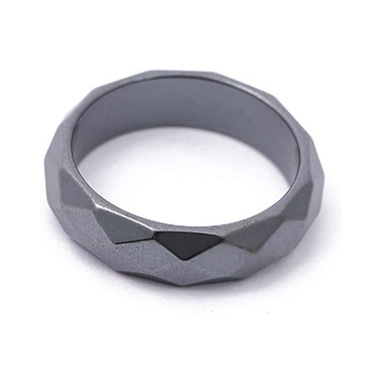 Hematite Ring Unisex6T Flat Ring Street Stall Wholesale Small Gift Simple Couple Rings
