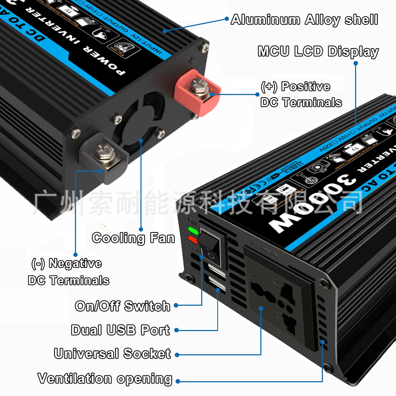 Vehicle Inverter300W 12V Turn110V/220V Double USB Mouth car power inverter