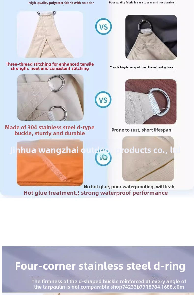210D Sunshade Sail Camping Sun Protection Triangle Canopy Courtyard Garden Sun Protection Triangle Canopy Beach Sun Protection Sunshade Sail