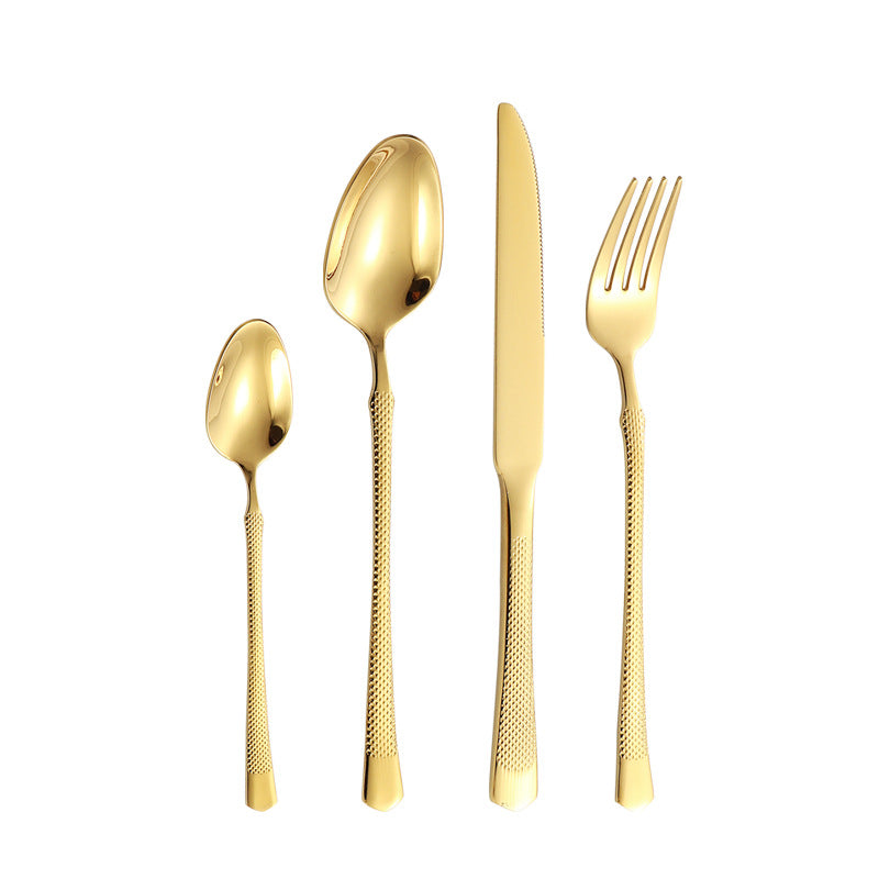 201Stainless steel tableware hotel high-end cutlery set24Set of Restaurant Star Point Steak Knife and Fork Set