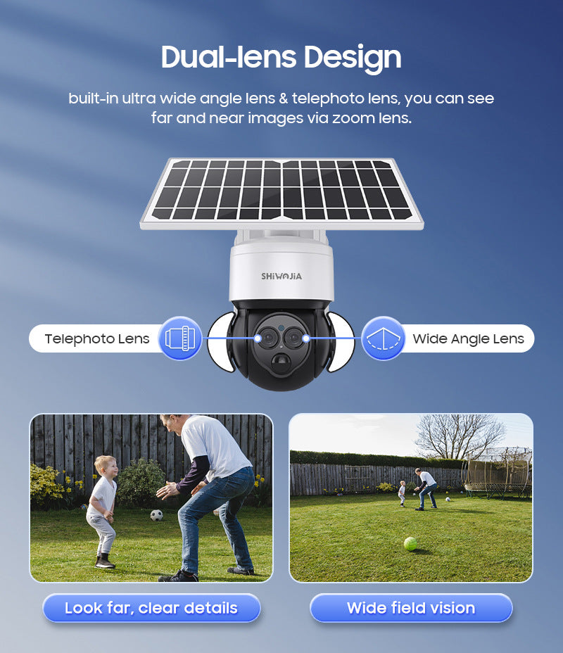 600Wan HD Outdoor Courtyard Solar Binocular Zoom Camera4G Wireless Night Vision Remote Early Warning Monitoring