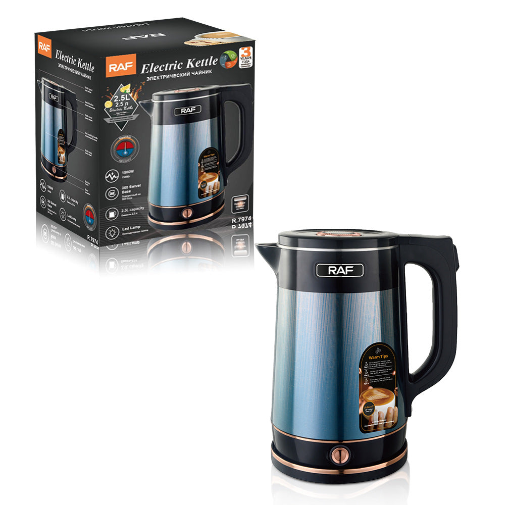 RAF European Standard High-Power Stainless Steel Anti-Dry-Burn Electric Kettle Fast Heating Long-lasting Insulation304Seamless Kettle2.5L