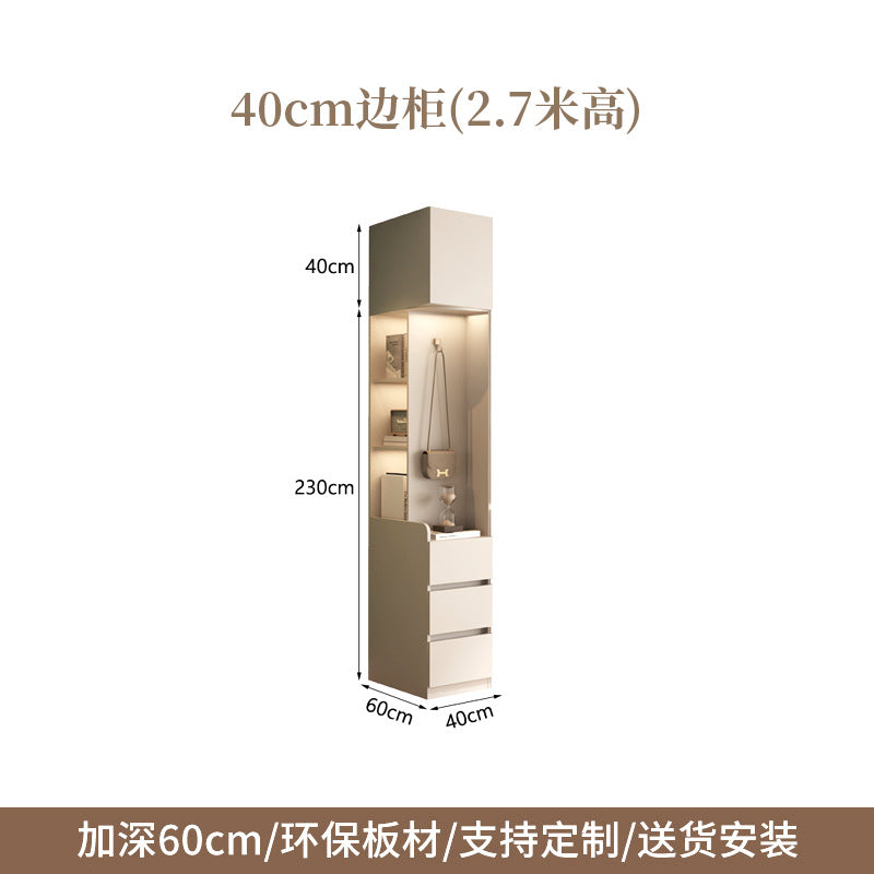 ENF Grade Pure Solid Wood Wardrobe Cream Color Bedroom Home Bedroom Wardrobe Handle-Free Segmented Oak Large Wardrobe