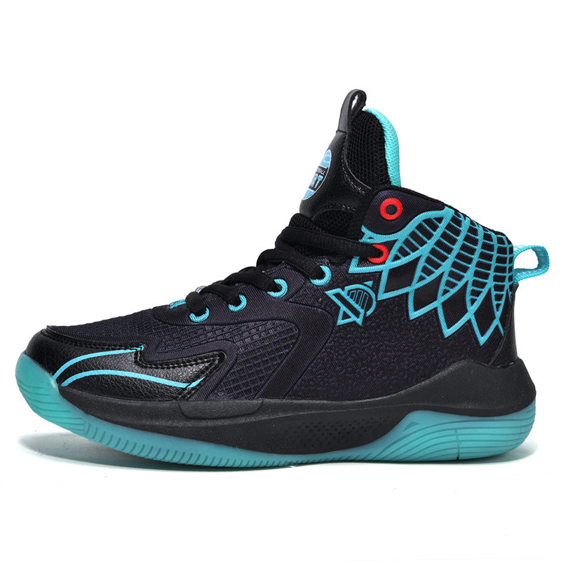 Children's Shoes Breathable Mesh Water-Resistant Sports Shoes for Teenagers Wear-Resistant Shock-Absorbing Non-Slip Professional Training Basketball Shoes