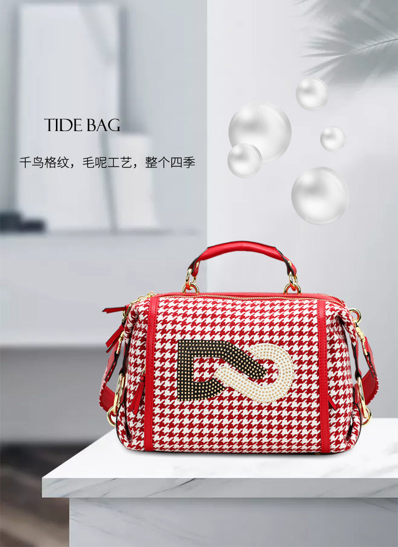 New European and American Trendy Fashion Simple Personality Elegant Versatile Plaid Single Shoulder Handbag Crossbody Women's Bag