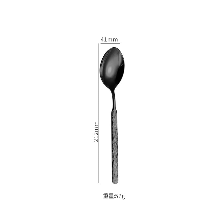 410Stainless Steel Cutlery Hotel Restaurant High-end Stone Pattern Knife Fork Spoon Set Western Cuisine Thickened Steak Knife Fork