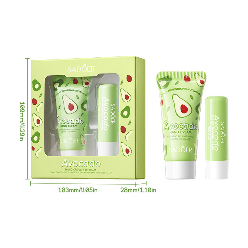 Avocado Hand Cream Lip Balm Set SADOER Nourishing Autumn and Winter Hand Cream Lip Balm Cross-Border Wholesale
