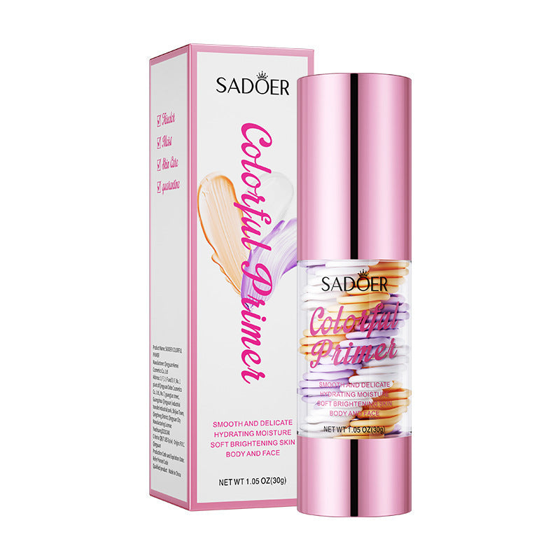 Makeup SADOER Three Color Rainbow Isolation Cream Contour Concealer Refreshing Primer  Wholesale