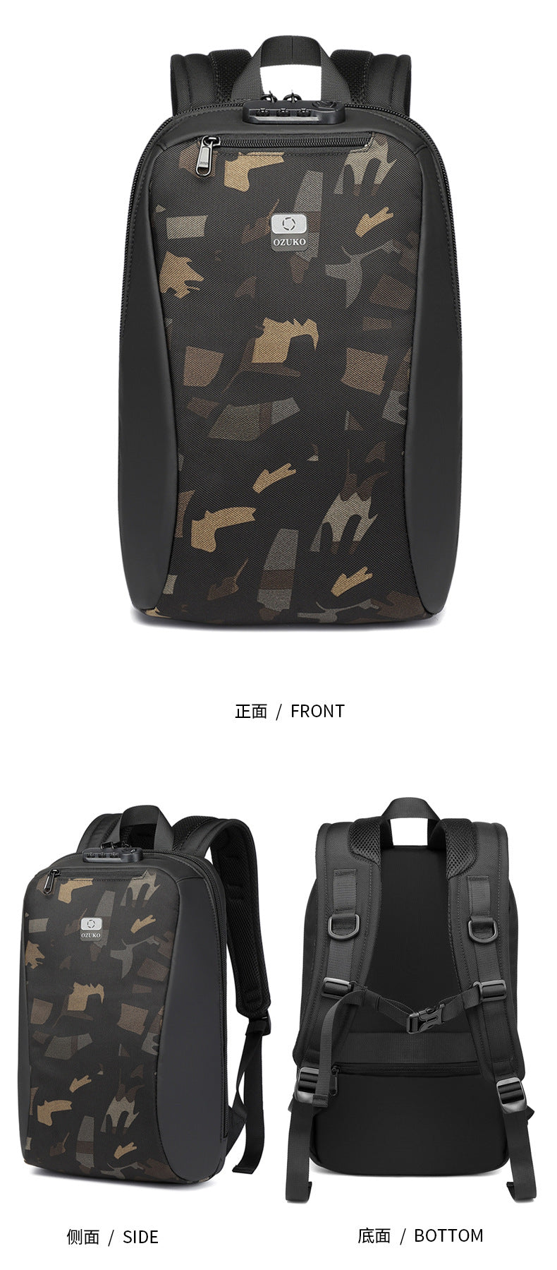 ozuko New Business Backpack Commuting Fashion Student School Bag Casual Waterproof Computer Backpack backpack