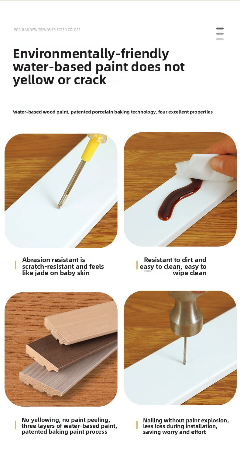 Italian-style ultra-narrow, ultra-thin straight wall molding L Floor skirting is covered to prevent moisture 5.5 Solid wood skirting board