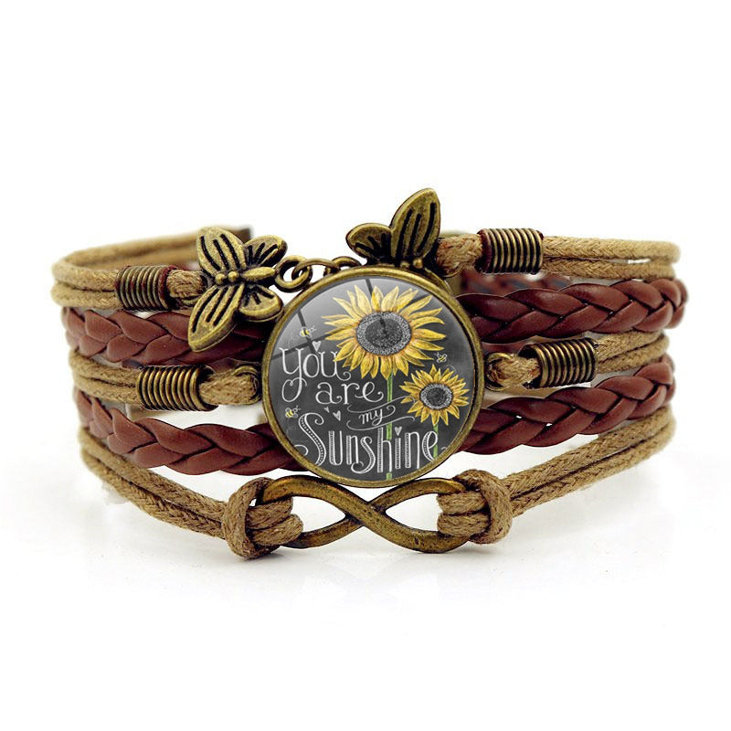 Vintage Multi-layer Woven Bracelet Butterfly Wireless Symbol Card Handmade Woven Bracelet Yoga Mandala Flower Bracelet