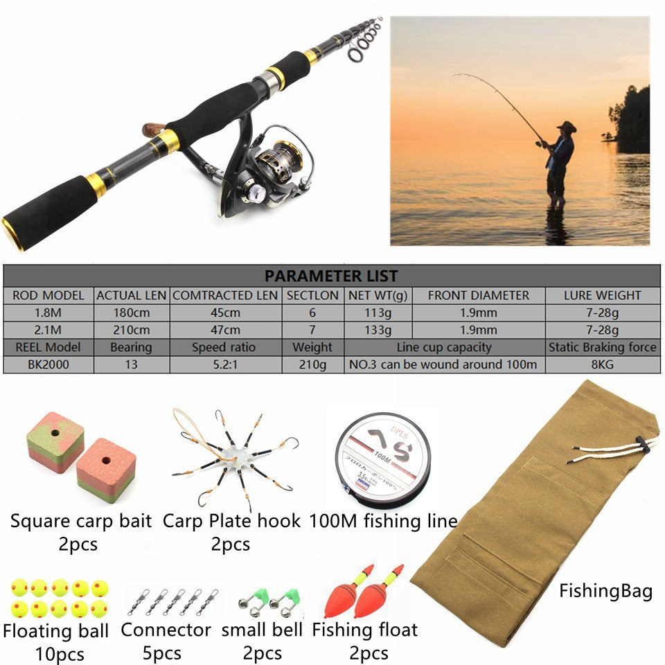 M Portable European Carp Fishing Set Fishing Gear Combination European and American Popular Fishing Rod FBA