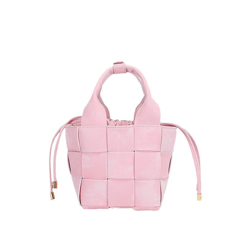 New Chinese Style Handmade Bucket Bag Woven Design Basket Handbag New Mini Crossbody Bag for Women