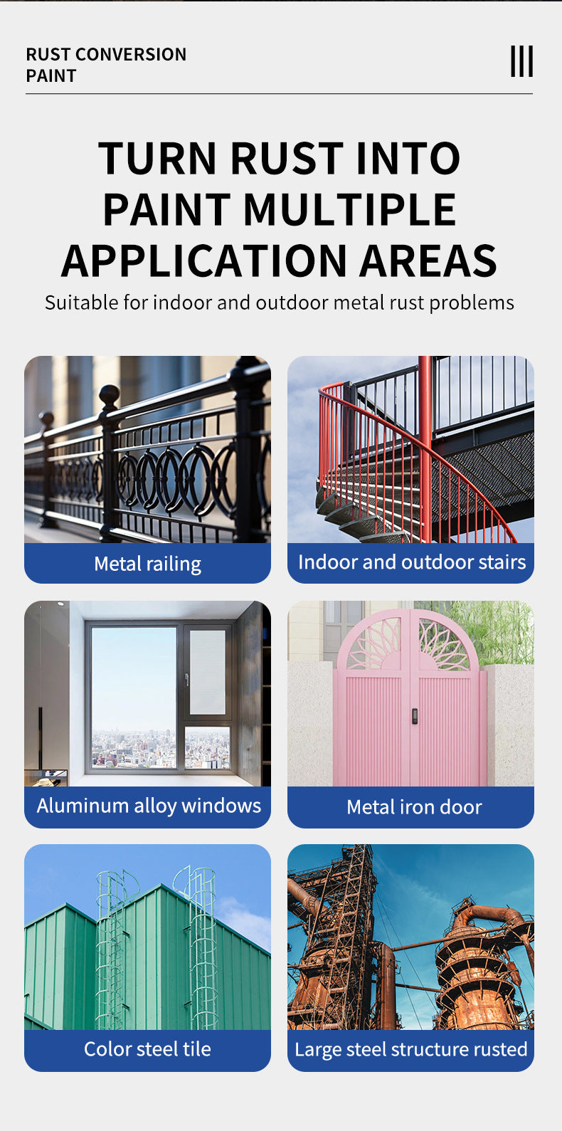 Water-based Anti-rust Paint Metal Paint Rust-free Rust Conversion Paint Color Steel Tile Renovation Rust Fixing Agent Multi-color Conversion Paint