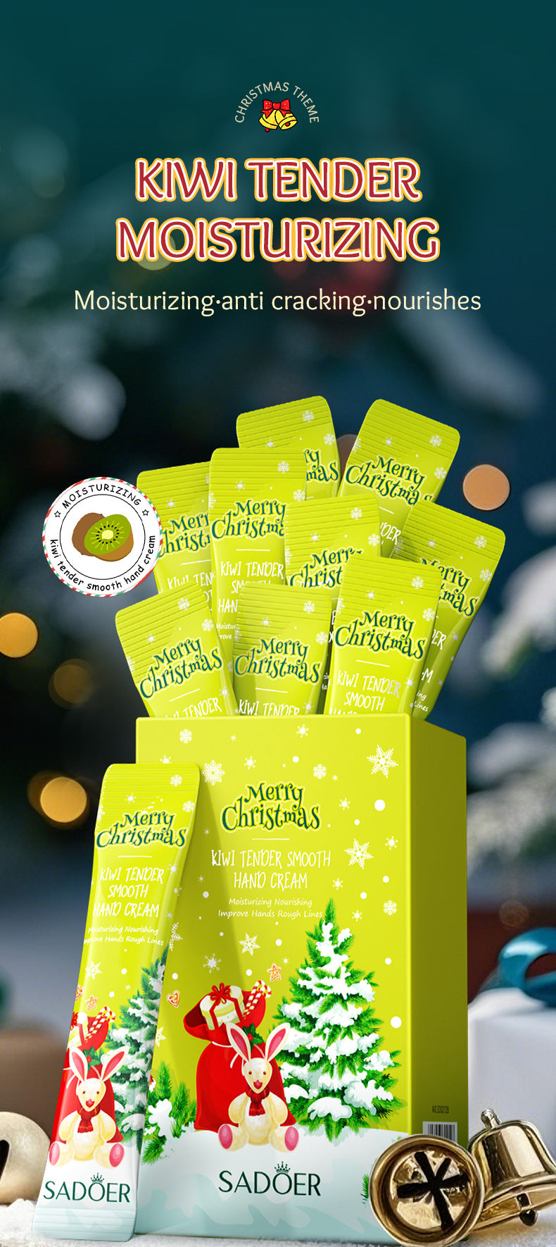 Christmas Kiwi Smooth Hand Cream SADOER Anti-chapped Moisturizing Hand Cream  Wholesale