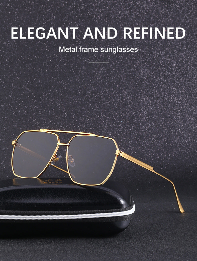 Men's Retro Double Bridge Sunglasses shades Europe and America ins Large Frame Sunglasses for Men Trendy Outdoor Cycling Glasses Wholesale