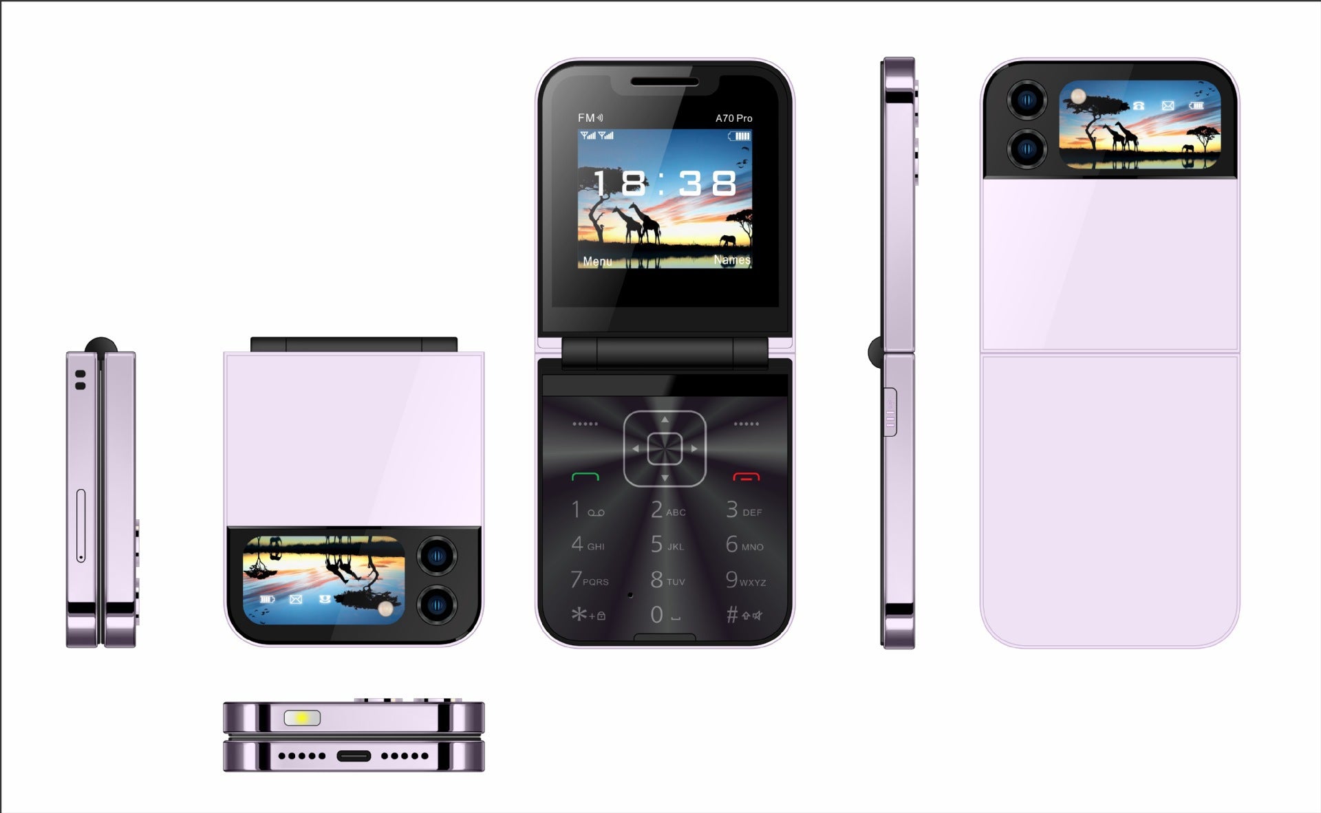 Flip Phone Mini Folding Flip Elderly Button2G Functional Phone Personalized Backup Phone A70PRO