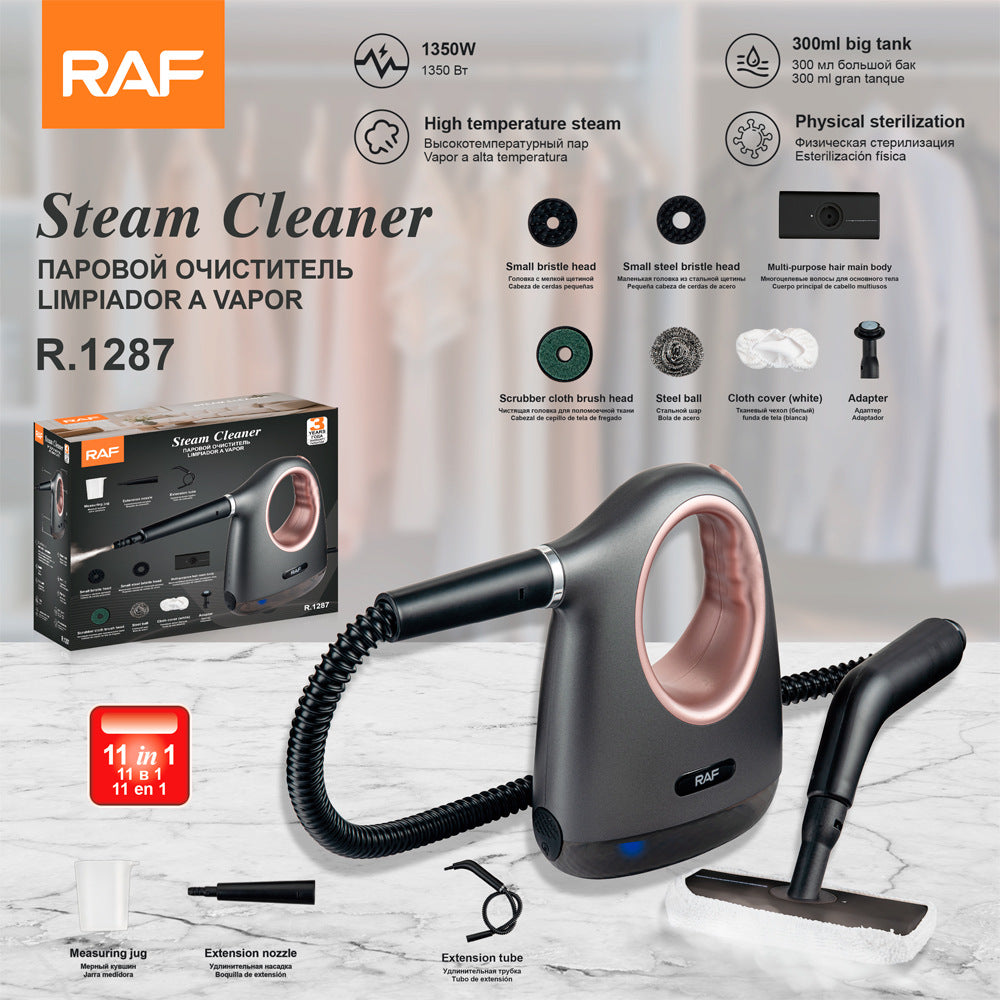 RAF EU Plug Handheld Small Portable Vertical Multi-Functional Steam Cleaner Wipe Household Steam Cleaning Brush