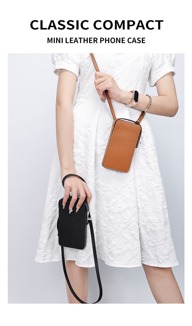 European and American New Style Cowhide Phone Bag for Women, Crossbody Small Bag with High-end Feel, Lightweight Mini Women's Bag, Simple Design