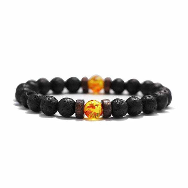 European and American Men's White Pine Blue Dot Bracelet Natural Stone8mm Bracelet Accessories Red Pine Volcanic Stone Spacer Bracelet