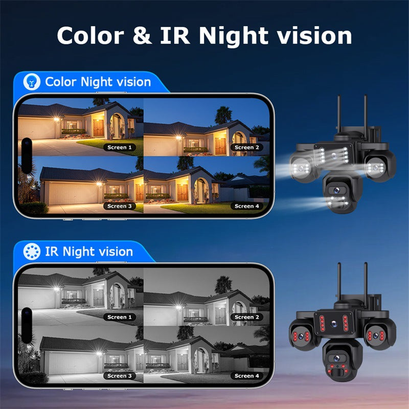 AOV Solar Monitoring HD Four-eye Solar Surveillance Camera Outdoor24Hourly Real-Time Monitoring