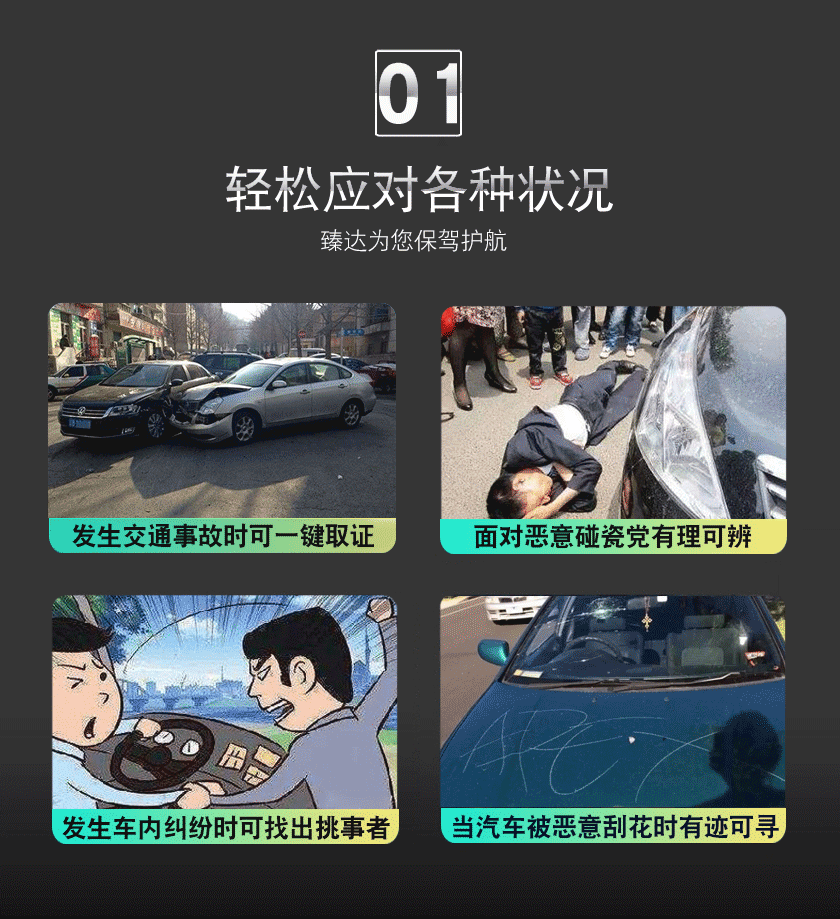 170High-definition dashcam with front, rear, and side recording touchscreen1080P Recorder WIFI Mobile Phone Interconnection