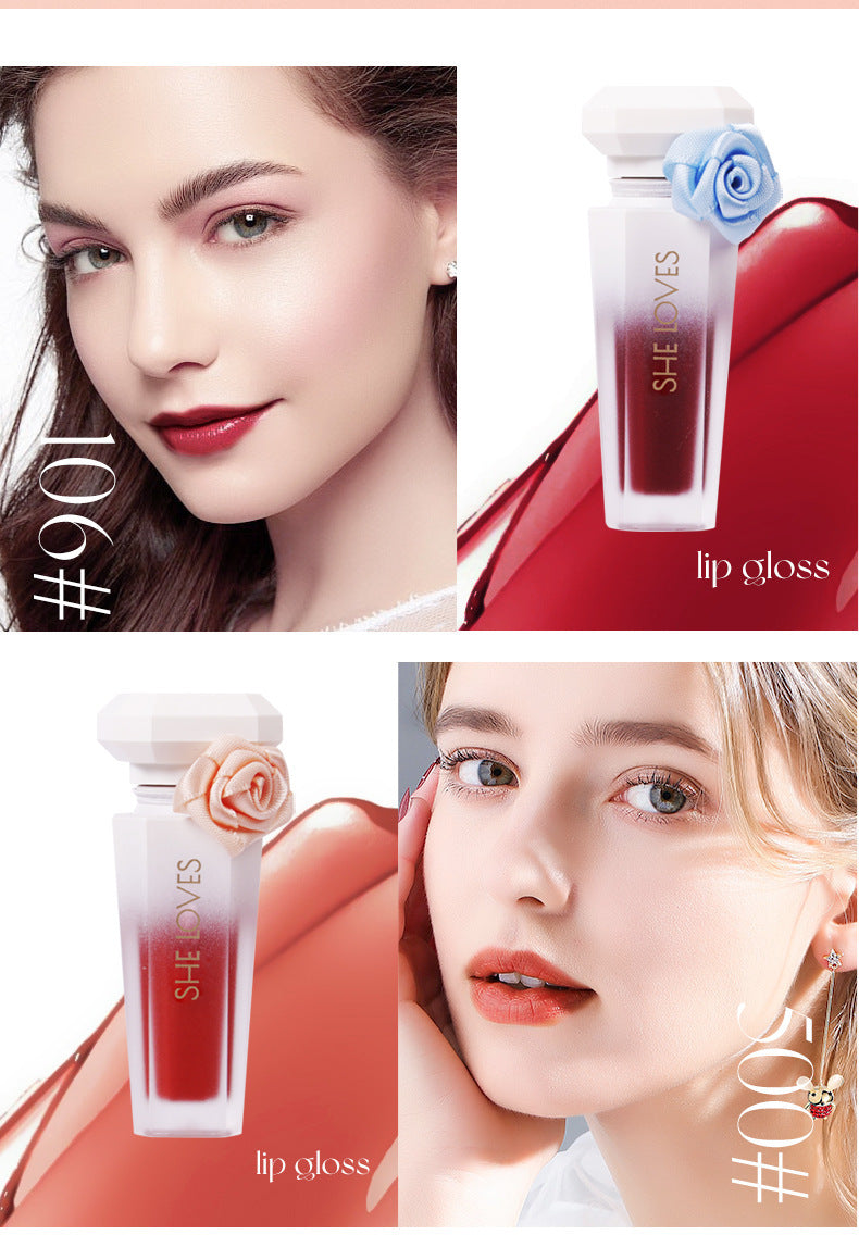 Europe and America SHELOVES Rose Matte Lip Glaze Long-lasting Non-stick Cup Non-fading Genuine Lip Gloss Makeup Wholesale