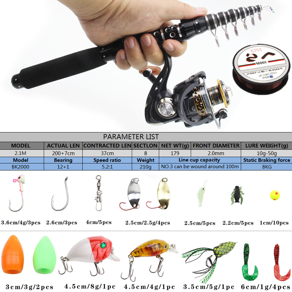 Fishing Gear: Ultra-Short Portable Telescopic Fishing Rod, Small Sea Rod, Rock Fishing Long Casting Rod, Fishing Set