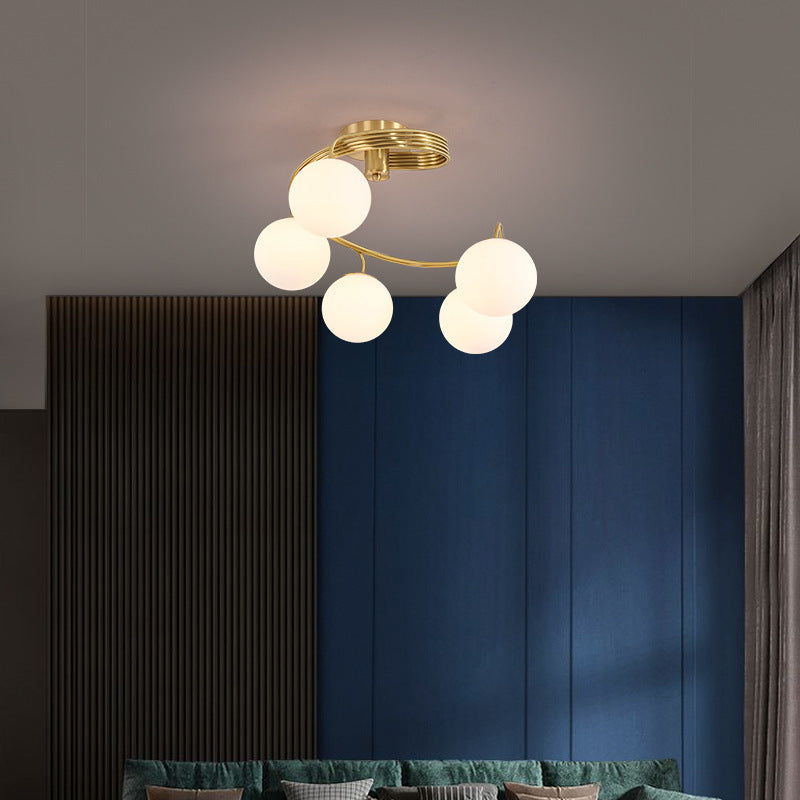 All-Copper Ceiling Light Nordic Creative Lighting Living Room Light Master Bedroom Ceiling Light Post-Modern Minimalist Dining Room Light