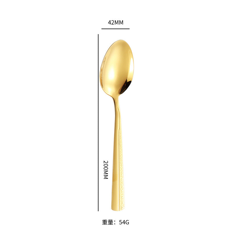 410Stainless Steel Tableware Hotel Restaurant Sand Texture Knife Fork Spoon Tea Spoon24Set of gold Western Steak Knives and Forks
