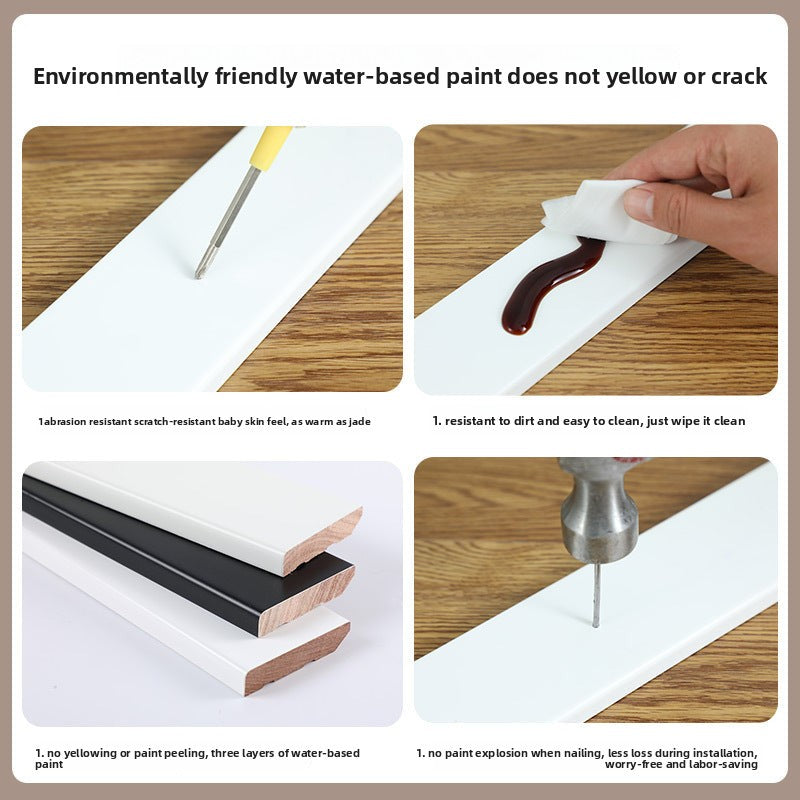 High-end ENF Taun skirting board in white and black, wooden skirting board, solid wood flat panel, ultra-narrow solid wood skirting board