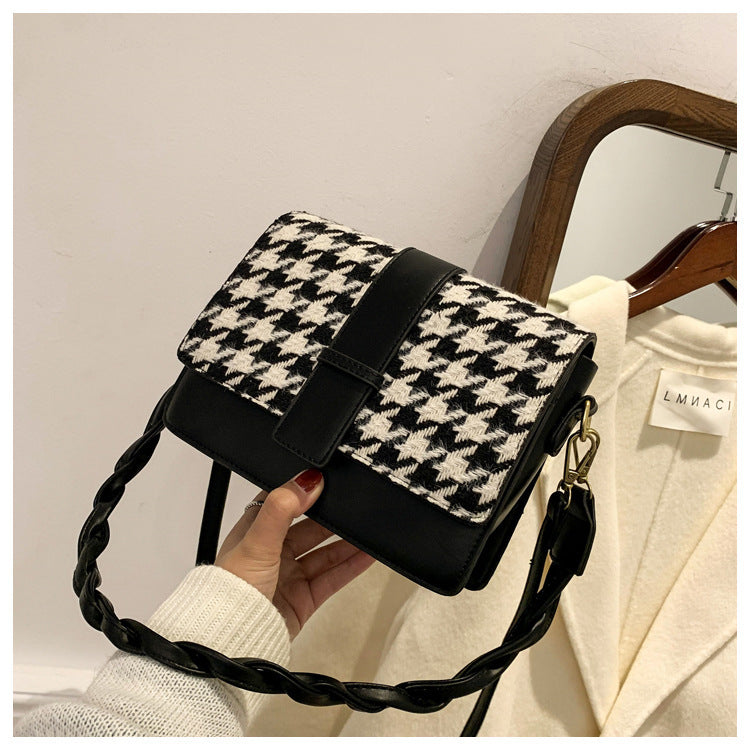 Trolis Houndstooth Bag for Women2024New Trendy Korean Version Niche Versatile Single Shoulder Crossbody Fashion Small Square Bag