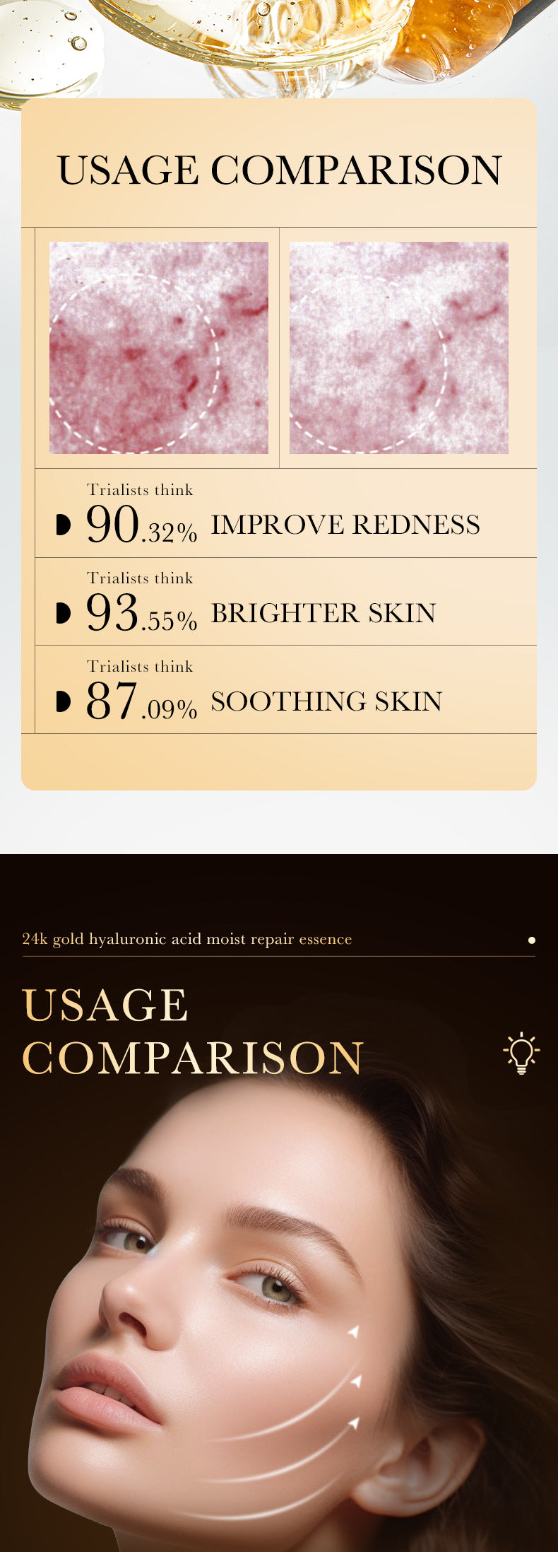 24K Gold Essence ZOZU Hyaluronic acid moisturizing and hydrating skincare wholesale for  trade