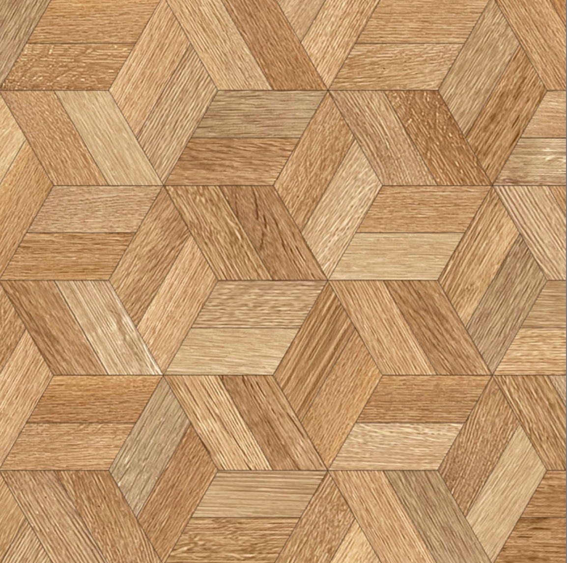 Customizable 12mm Multilayer Hexagon Oak Parquet Flooring | Engineered Oak Wood Floor Geometric Design Waterproof Outdoor