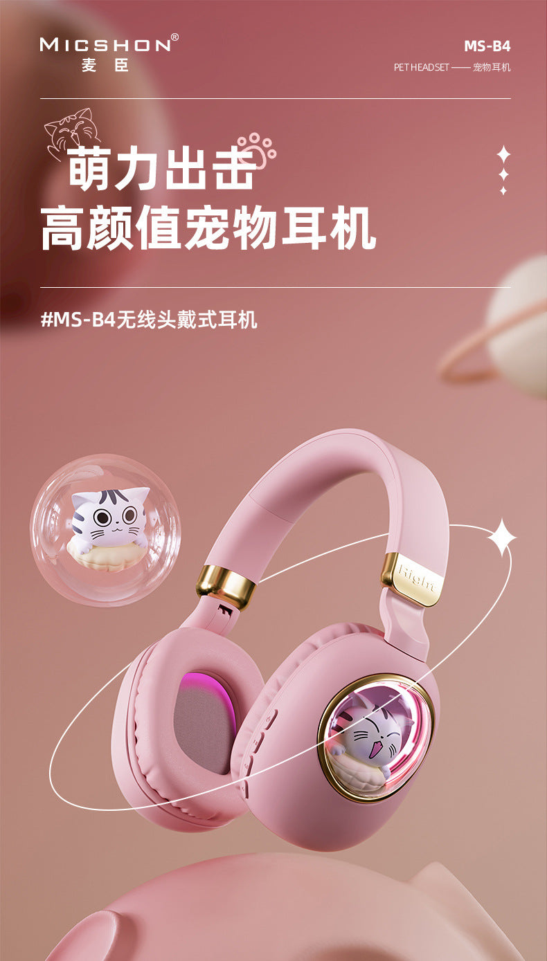 Wireless Headset Bluetooth Earphones Long Battery Life Student Children Cute Cartoon Gaming Headset