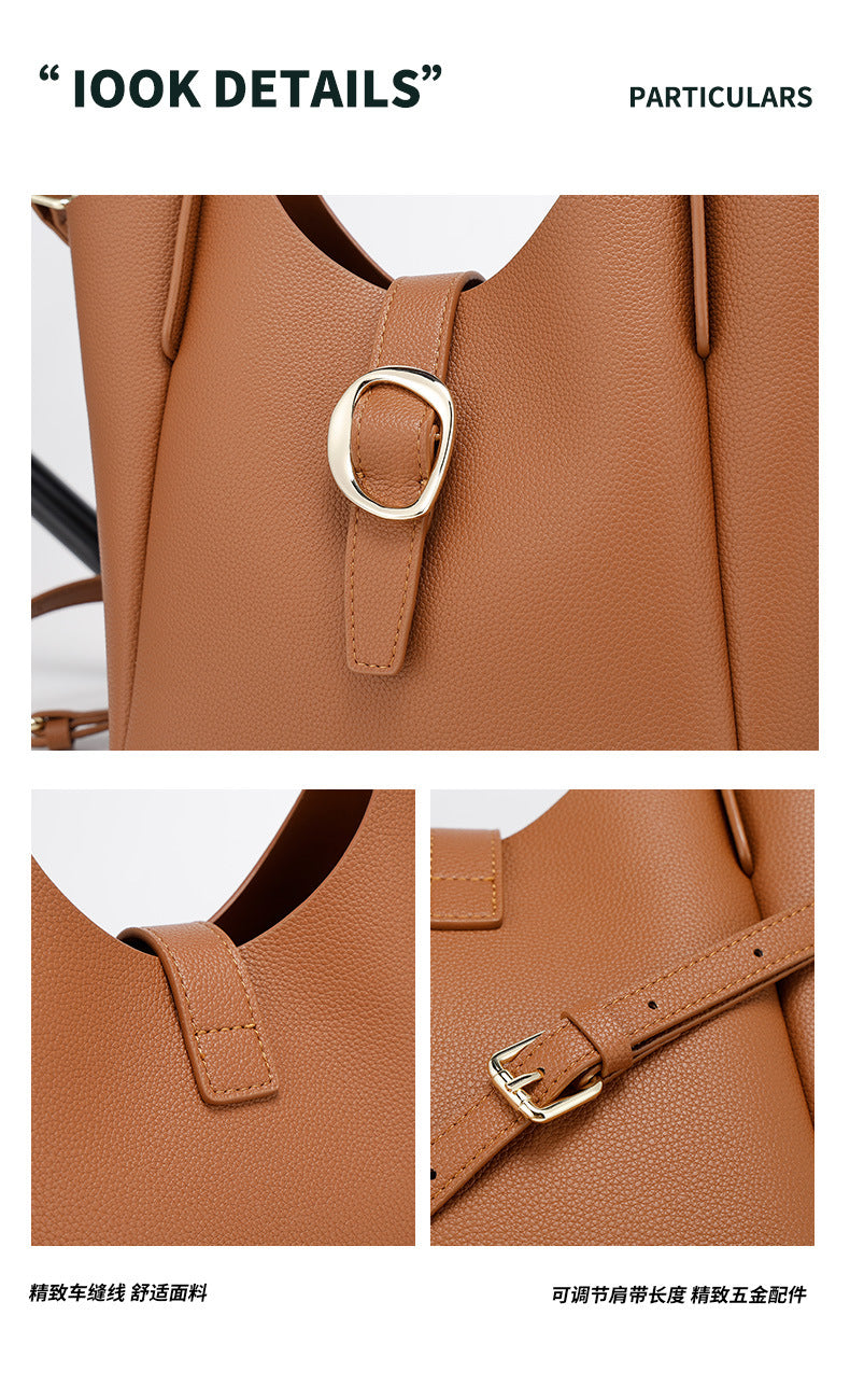Genuine Leather2024New Summer Trend Commuter Handheld Basket Bag for Women, Niche Versatile Shoulder Crossbody Bag