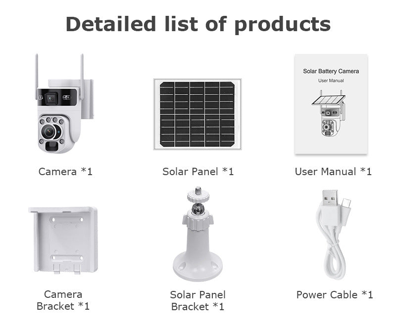 Outdoor202X Zoom Solar Camera Dual Lens Low Power Consumption Full Color Night Vision Mobile Remote Monitoring