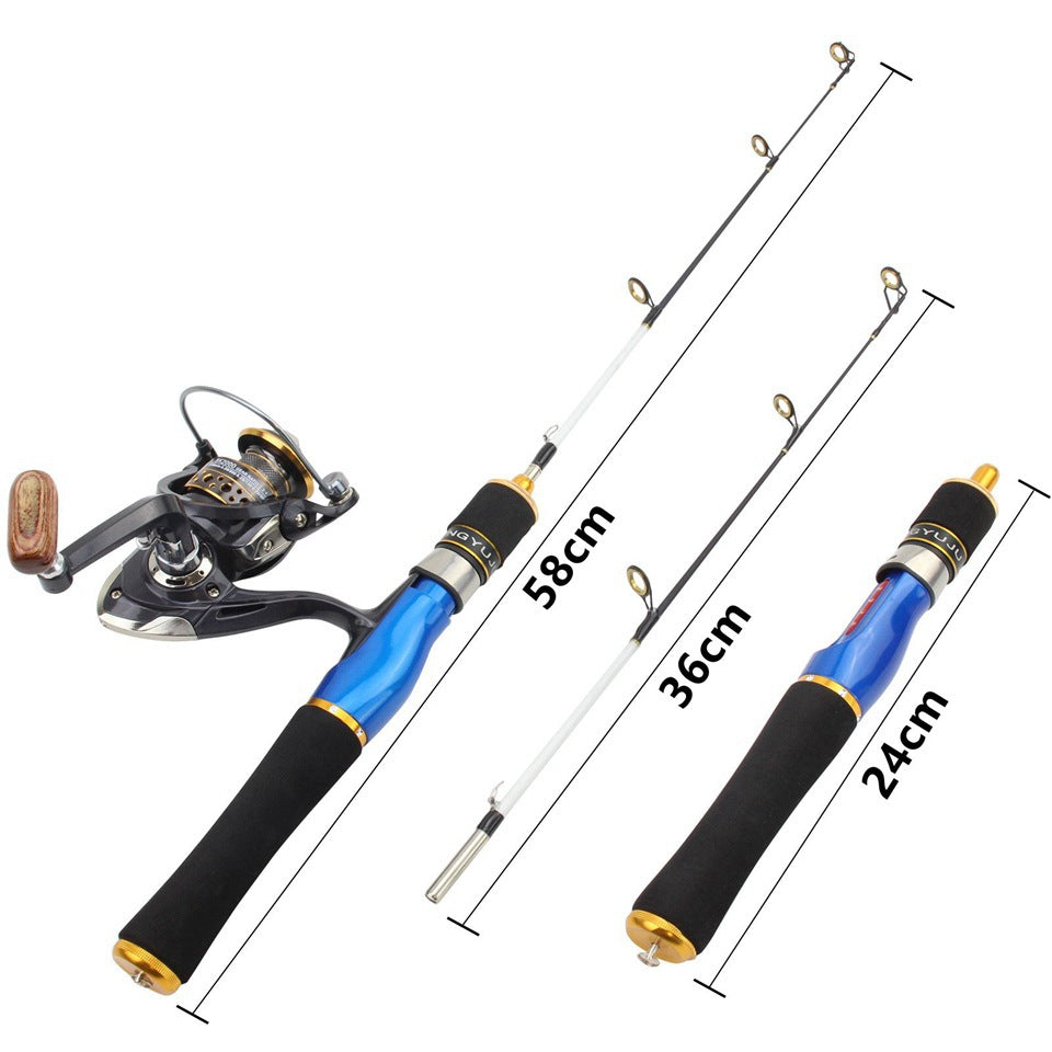 One piece58cm Ice Fishing Rod Winter Fishing Rod Spinning Wheel Fishing Gear Set Boat Rod Fishing Gear