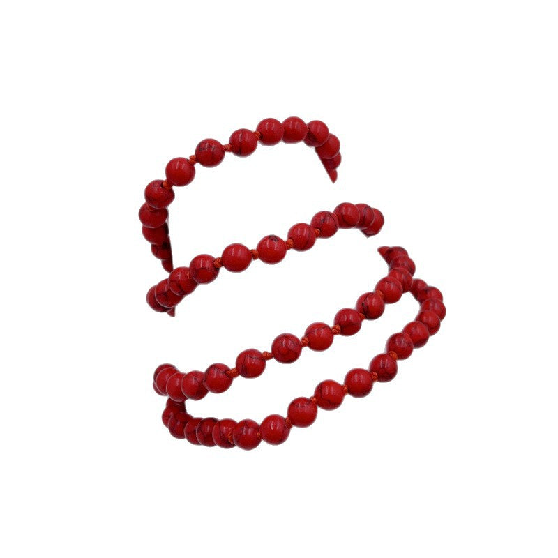 Women's Layered Turquoise Bracelet4mm Small Natural Stone Bracelet108Knotted Snowflake Volcanic Stone Long Bracelet