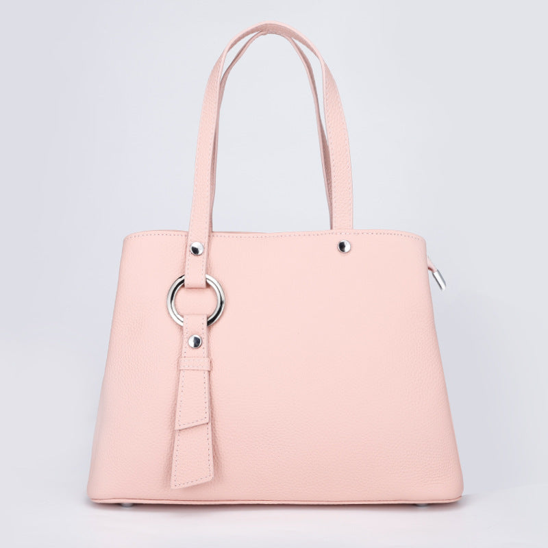 Genuine Leather Tote Bag Top Layer Cowhide High-End Feel Women's Handbag Crossbody Garden Bag Commuter Large Capacity Bucket Bag