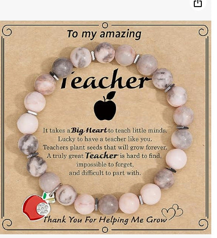 European and American Fashion Pink Zebra Heart Pendant Bracelet Handmade Beaded Christmas Gift Card Pink Zebra Bracelet