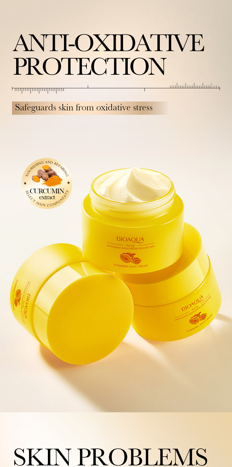 BIOAOUA Turmeric Antioxidant Moisturizing Cream Moisturizing skin nourishing cream   wholesale