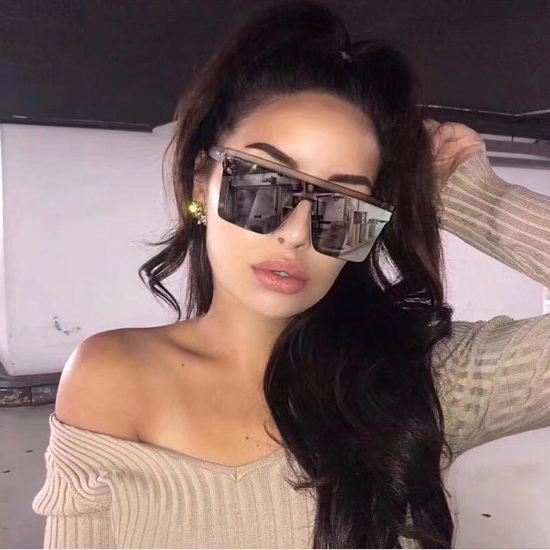 One-piece Lens Sunglasses for Men, High-end Fashion Sunglasses for Women, European and American Style Large Frame Square Glasses sunglasses