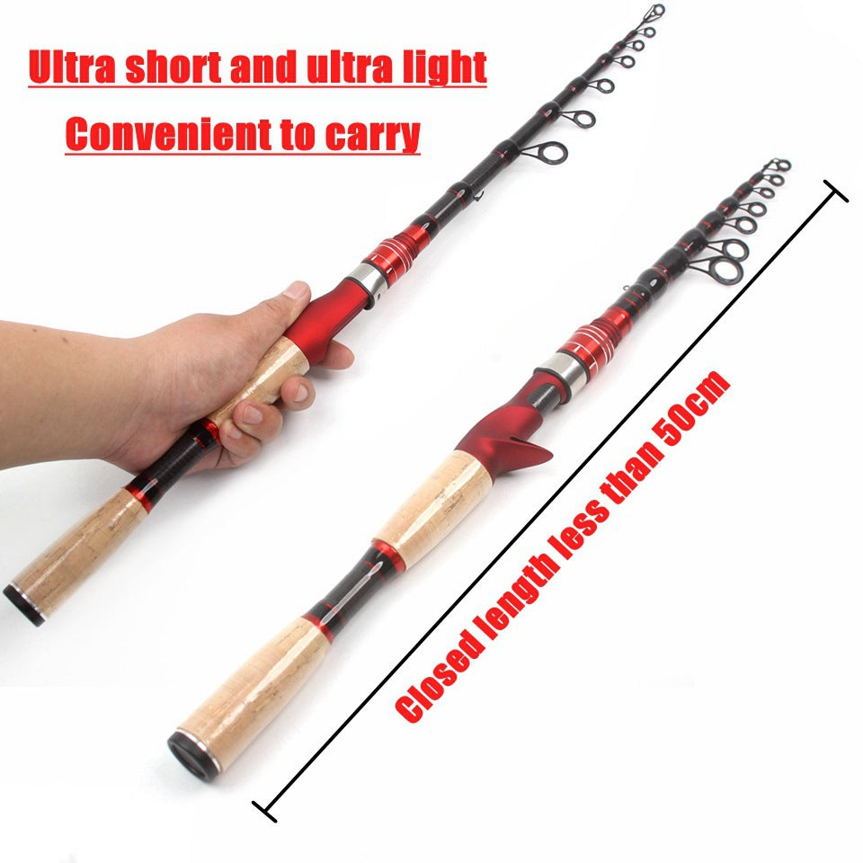 Ultra Short Ultra Light Portable Fishing Rod Carbon Fiber Telescopic Lure Rod Vibration Style Fashionable Lure Rod Lightweight Casting Small Sea Rod