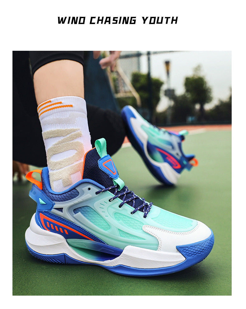 Four Seasons New Luminous Mesh Breathable Men's Shoes Casual Trendy Basketball Shoes High Elastic Cushioning Wear-Resistant Non-Slip Sports Shoes