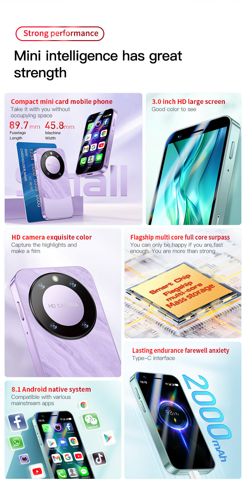 Smartphone F8 PRO MAXX Mini Student Backup Device to Combat Internet Addiction3.0Touch Screen3G Smartphone