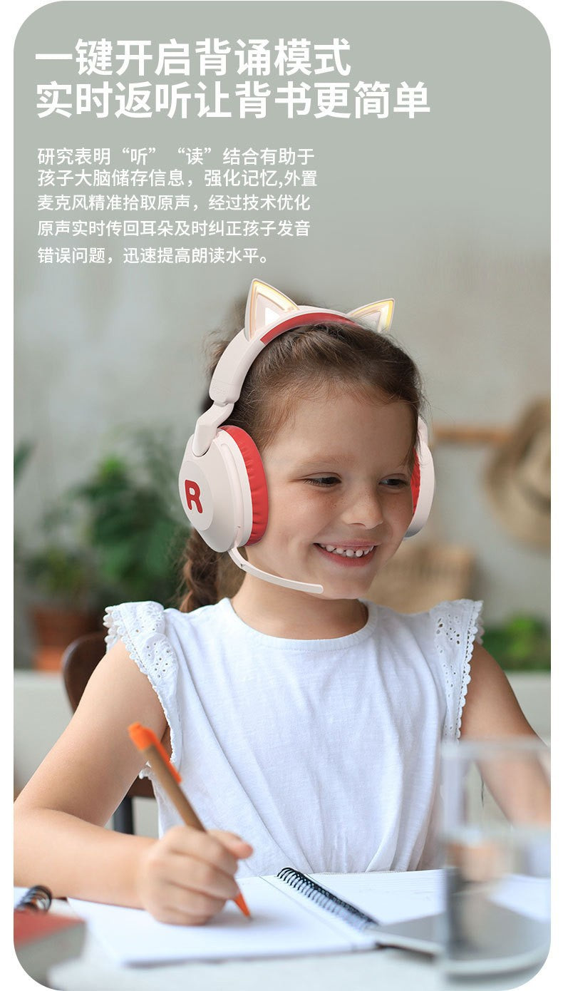 Cat Ear Headband Bluetooth Wireless Headphones with Mic Cute Long Battery Life Adorable Design Cute Cat