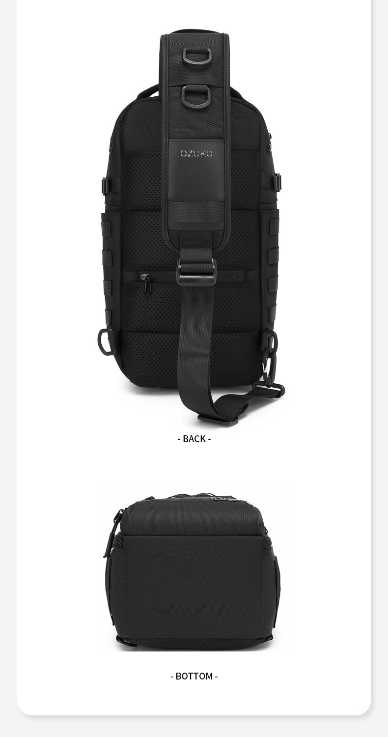 ozuko Tactical Chest Bag Men's Crossbody Bag High-end Outdoor Waterproof Multi-Function Trendy Portable Shoulder Bag