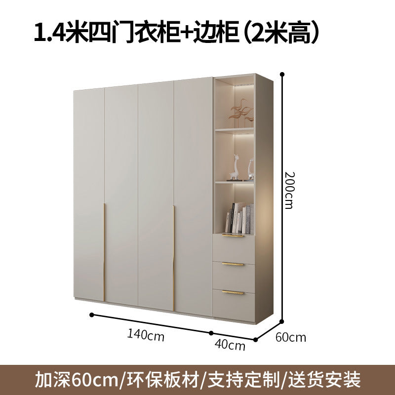 One-Door to Ceiling Heightened Solid Wood Wardrobe for Home Bedroom, Double Door Simple Assembly Cabinet, European Pine Board Storage Cabinet, Wardrobe
